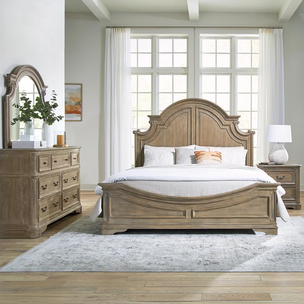 Liberty Furniture - Magnolia Manor Queen Panel Bed, Dresser & Mirror, Night Stand in Weathered Bisque - 244N-BR-QPBDMN veiw 1
