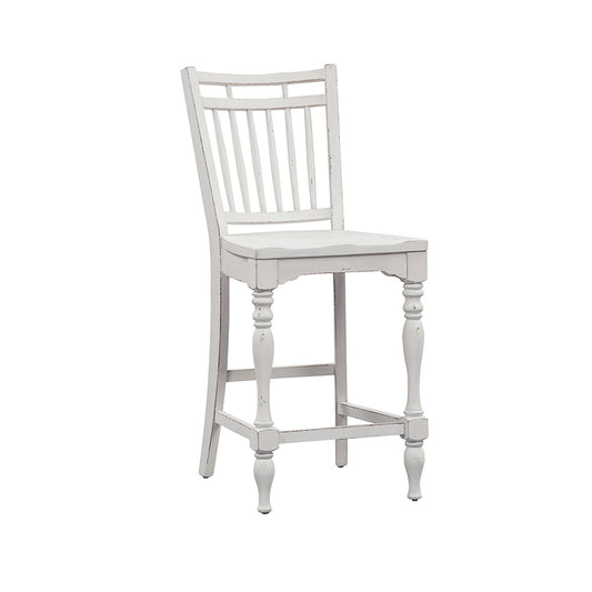 Liberty Furniture - Magnolia Manor Spindle Back Counter Chair in Antique White & Weathered Bark - 244-B400024 veiw 2
