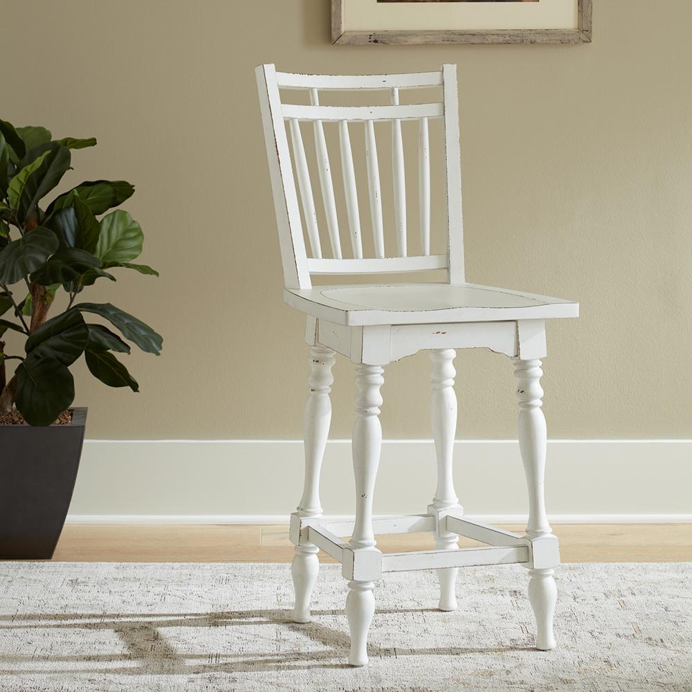 Liberty Furniture - Magnolia Manor Spindle Back Swivel Counter Height Chair in Antique White & Weathered Bark - 244-B400324 veiw 1