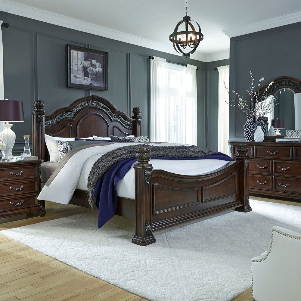 Liberty Furniture - Messina Estates - King California Poster Bed, Dresser & Mirror, Night Stand in Brown - 737-BR-CPSDMN view 1