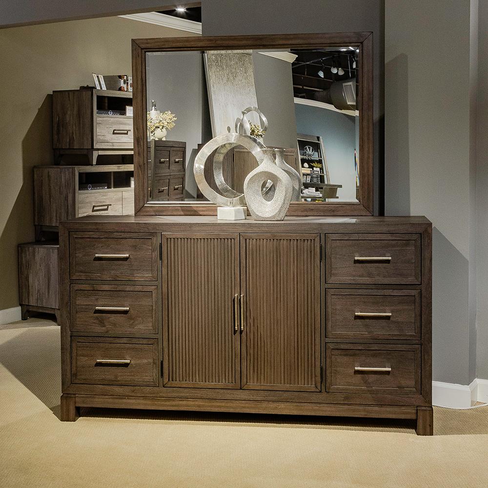 Liberty Furniture - Modern Edge Dresser & Mirror in Caffe - 313-BR-DM veiw 1