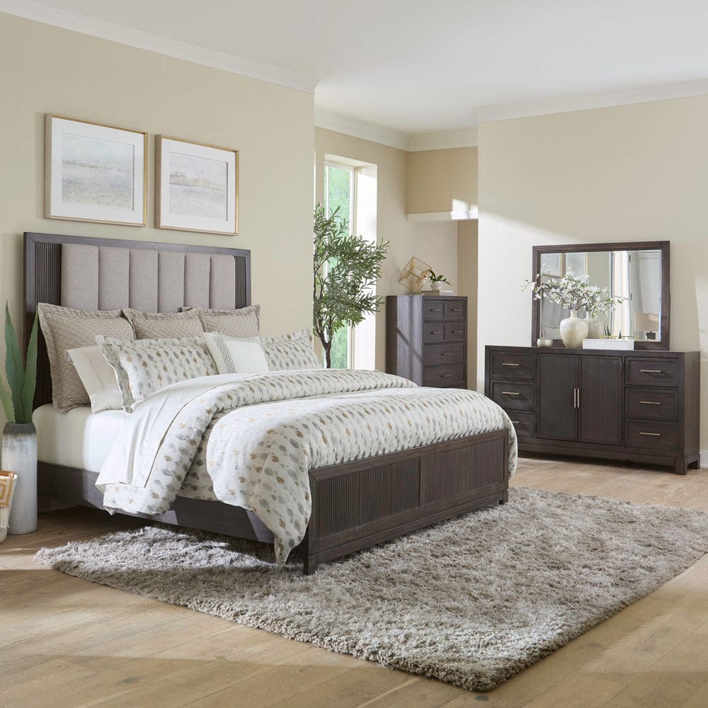 Liberty Furniture - Modern Edge - King Uph Bed, Dresser & Mirror, Chest in Brown - 313-BR-KUBDMC view 1