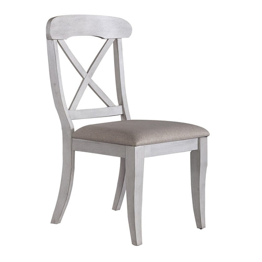 Liberty Furniture - Ocean Isle Uph X Back Side Chair in Antique White w/ Weathered Pine - 303W-C3001S veiw 2