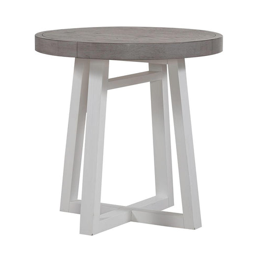 Liberty Furniture - Palmetto Heights Round End Table in Shell White & Driftwood - 499-OT1022 veiw 2