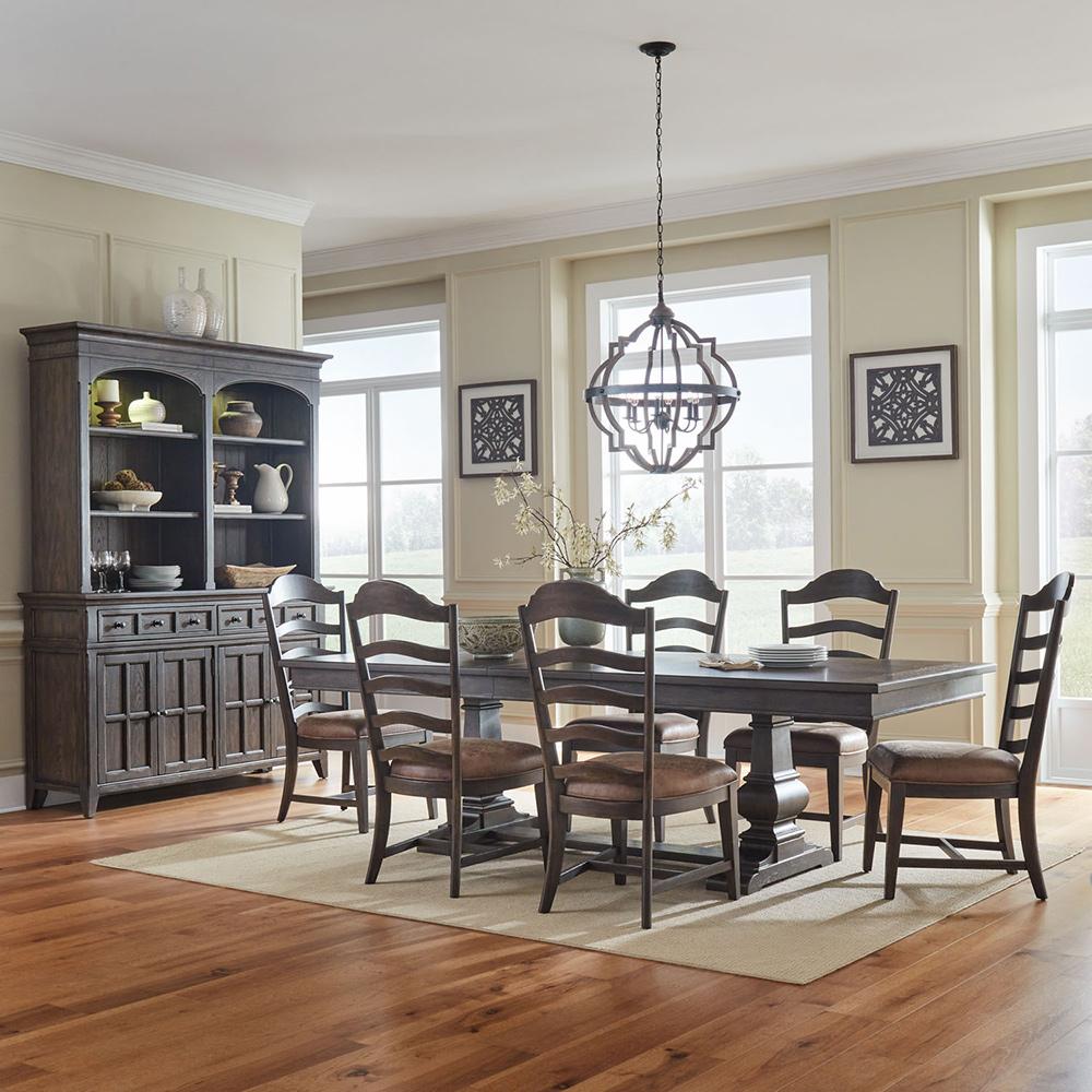 Liberty Furniture - Paradise Valley 7 Piece Trestle Table Set in Saddle Brown - 297-DR-7TRS veiw 1