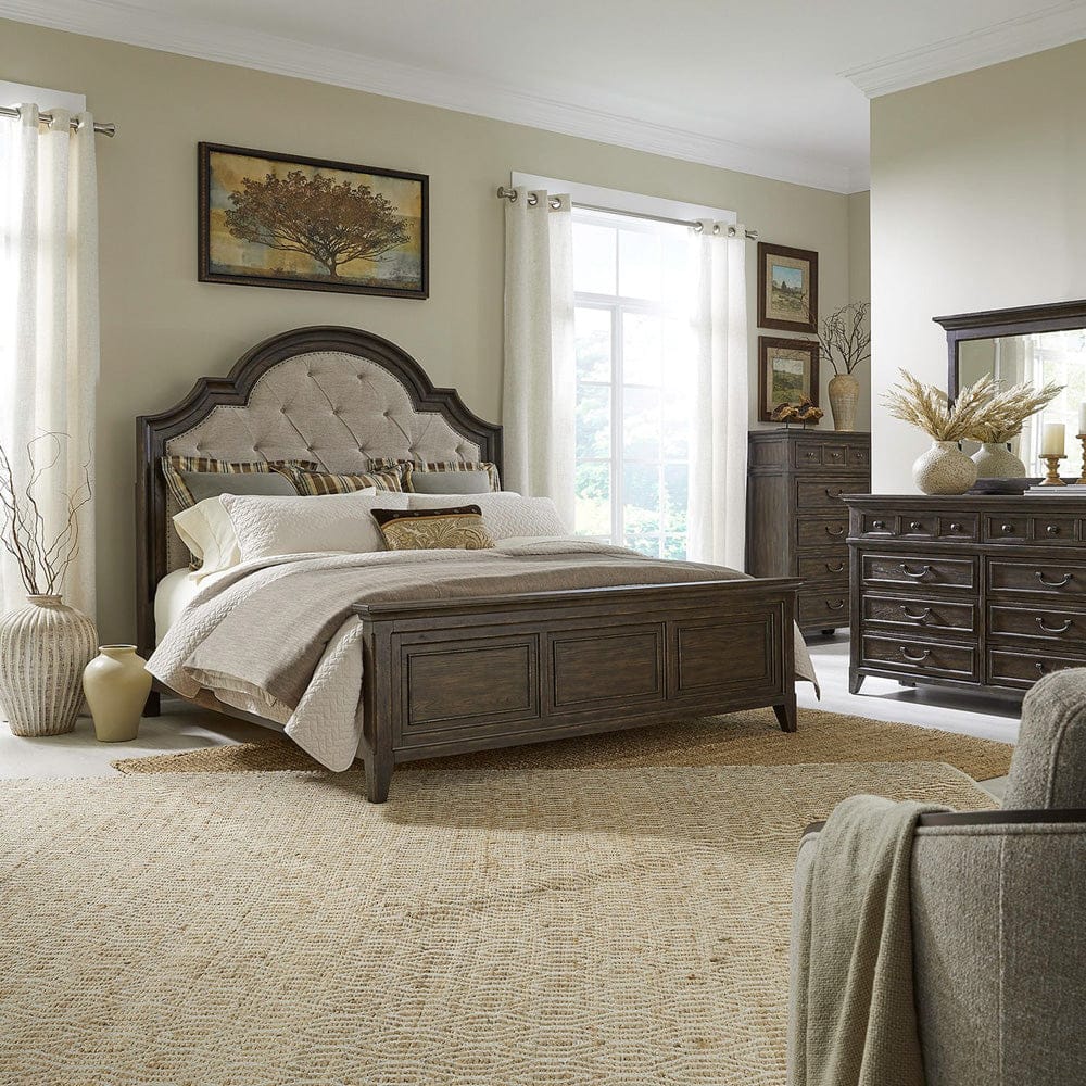 Liberty Furniture - Paradise Valley - King California Uph Bed, Dresser & Mirror, Chest in Brown - 297-BR-CKUBDMC view 1