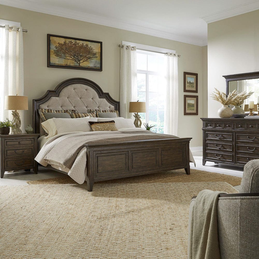 Liberty Furniture - Paradise Valley - King Uph Bed, Dresser & Mirror, Night Stand in Brown - 297-BR-KUBDMN view 1