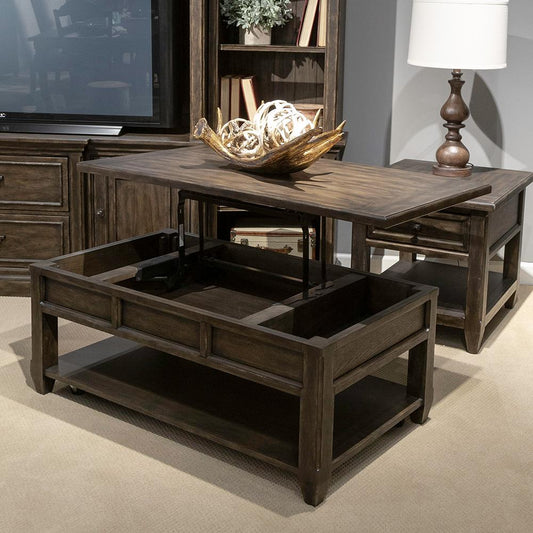 Liberty Furniture - Paradise Valley Lift Top Cocktail Table in Saddle Brown - 297-OT1011 veiw 2