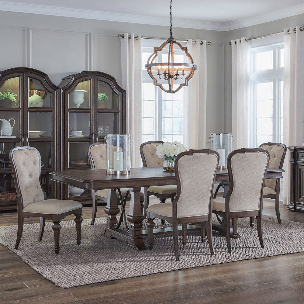 Liberty Furniture - Provence Park - Opt 7 Piece Trestle Table Set in Brown - 765-DR-O7TRS view 1