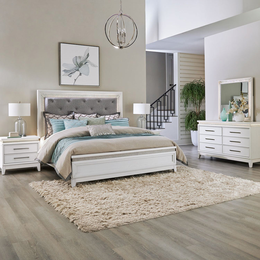 Liberty Furniture - Reflections King California Uph Bed, Dresser & Mirror, Night Stand - 781-BR-CKUBDMN view 1