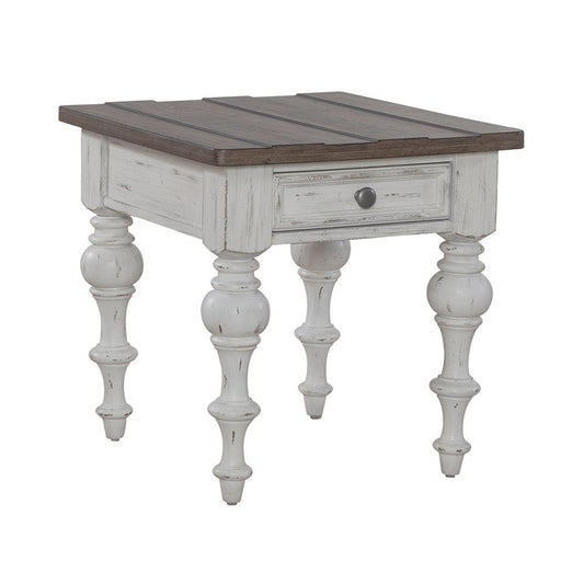 Liberty Furniture - River Place End Table in Riverstone White & Tobacco - 237-OT1020 veiw 2