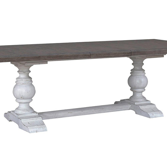 Liberty Furniture - River Place Trestle Table in Riverstone White & Tobacco - 237-DR-TRS veiw 2