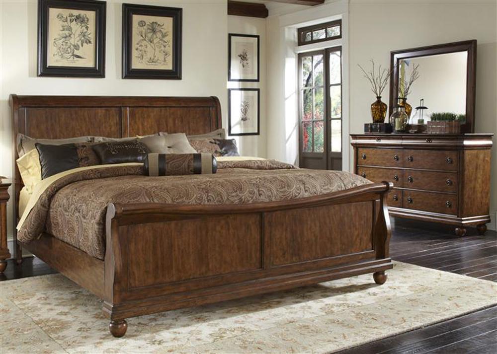 Liberty Furniture - Rustic Traditions 3 Piece Queen Sleigh Bed, Dresser & Mirror Set - 589-BR-QSLDM veiw 1