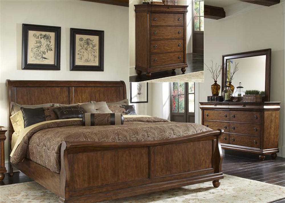 Liberty Furniture - Rustic Traditions 4 Piece King Sleigh Bed, Dresser & Mirror, Chest Set - 589-BR-KSLDMC veiw 1