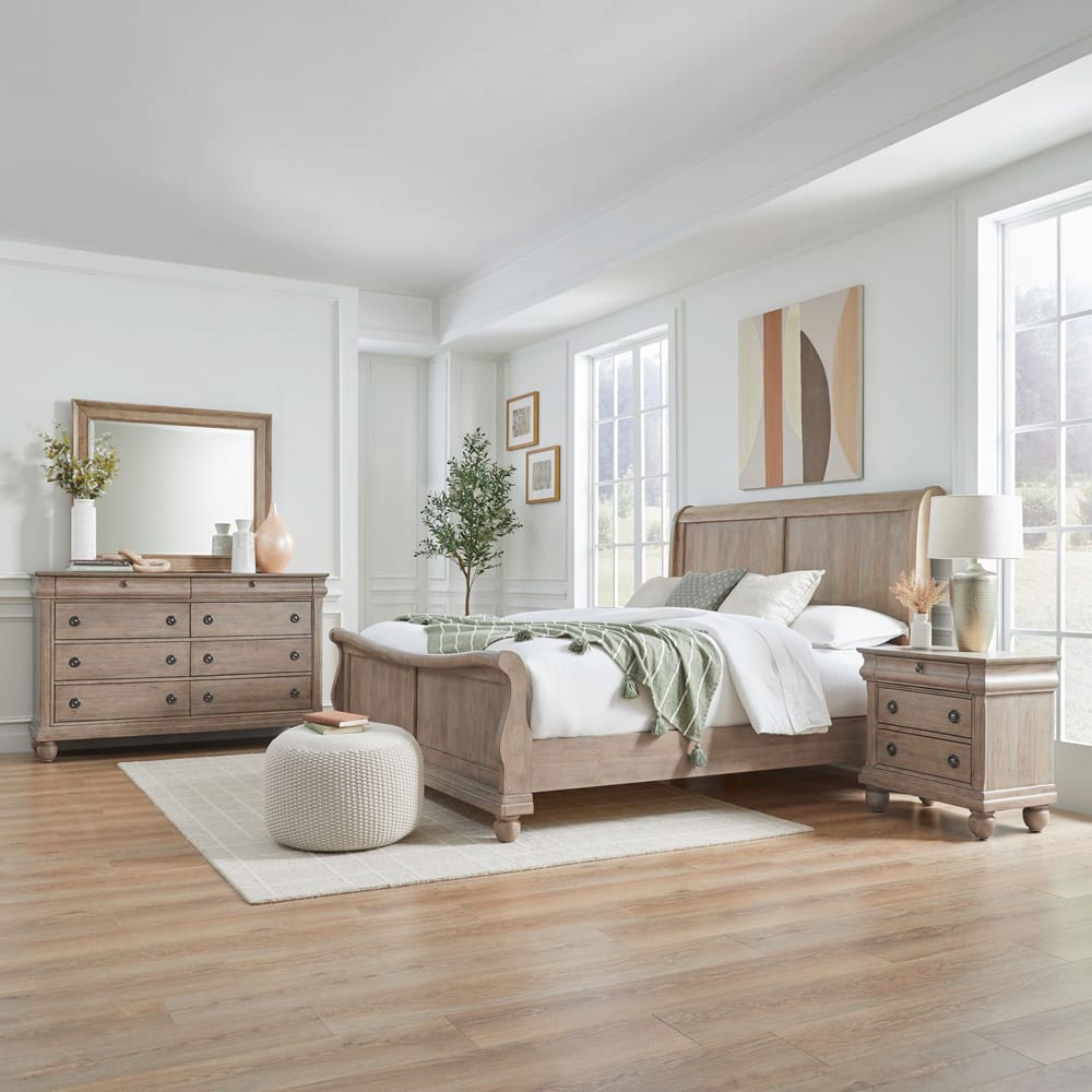 Liberty Furniture - Rustic Traditions Queen Sleigh Bed, Dresser & Mirror, Night Stand - 589WT-BR-QSLDMN view 1