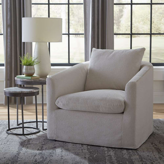 Liberty Furniture - Saxton Uph Swivel Accent Chair Ivory - 712-ACH15-T veiw 2