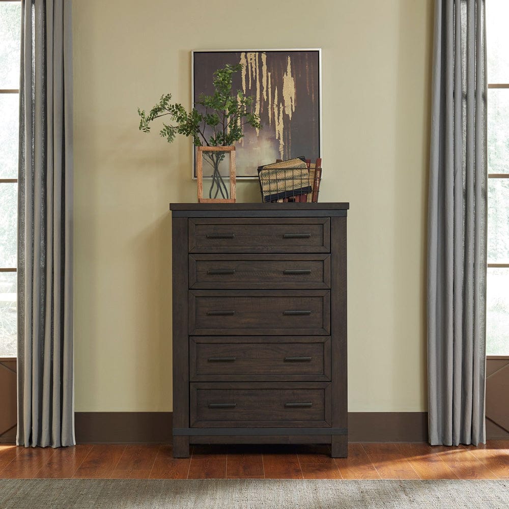 Liberty Furniture - Thornwood Hills - King Bookcase Bed, Dresser & Mirror, Chest in Brown - 759-BR-KBBDMC view 5