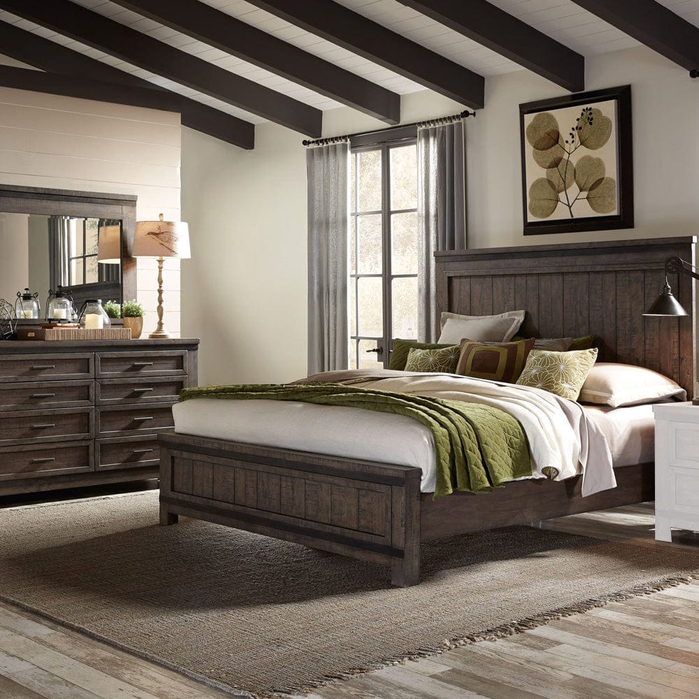 Liberty Furniture - Thornwood Hills - King California Panel Bed, Dresser & Mirror in Brown - 759-BR-CPBDM view 1