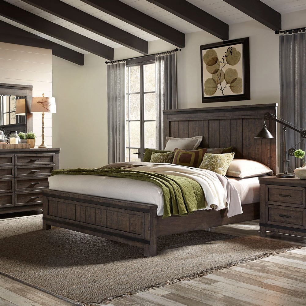 Liberty Furniture - Thornwood Hills - King California Panel Bed, Dresser & Mirror, Night Stand in Brown - 759-BR-CPBDMN view 1