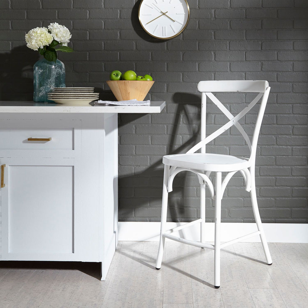 Liberty Furniture - Vintage Series X Back Counter Chair - Antique White-Set of 2 - 179-B300524-AW-2PK view 5