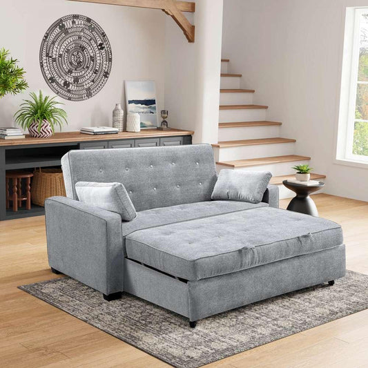 Serta - Gentry Convertible Sofa, Queen Size, Light Grey by Lifestyle Solutions - SAAGSQS3BU3143 veiw 2