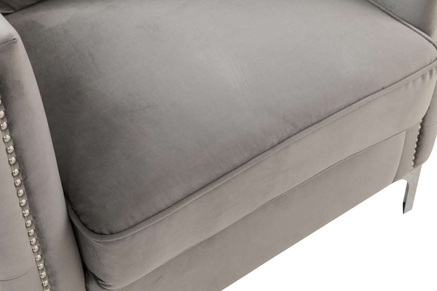 Lilola Home - Bayberry Gray Velvet Chair with 1 Pillow - 89635-C veiw 4
