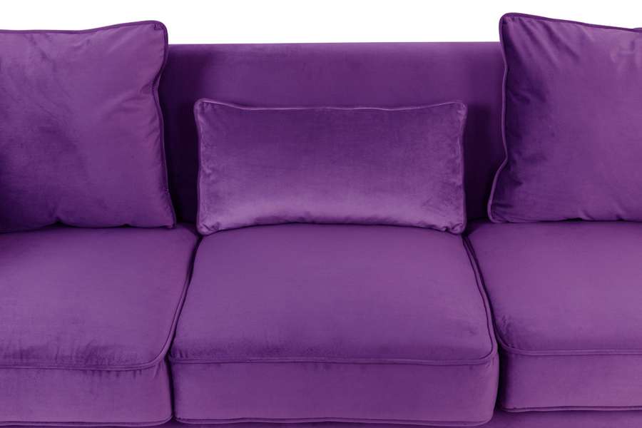 Lilola Home - Bayberry Purple Velvet Sofa with 3 Pillows - 89634PE-S veiw 4