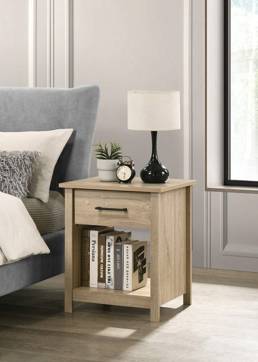 Lilola Home - Celeste 20"W Light Oak Finish 1-Drawer Nightstand Bedside Table - 58904NS view 2