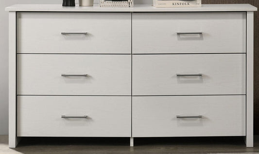 Lilola Home - Celeste 57"W White 6-Drawer Dresser with Silver Handles - 58903DR view 2