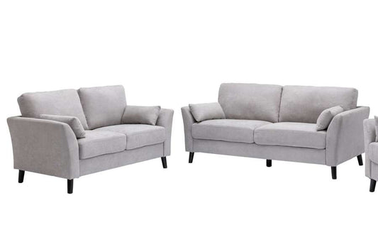 Lilola Home - Damian Light Gray Velvet Fabric Sofa Loveseat Living Room Set - 89728LG-SL veiw 2