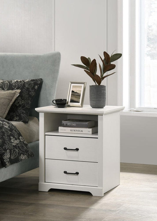 Lilola Home - Elara 22"W White 2-Drawer Nightstand Bedside Table with USB charging Ports - 58905NS view 2