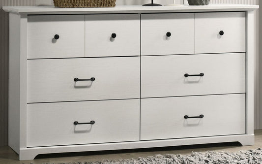 Lilola Home - Elara 57"W White 6-Drawer Dresser with Black Handles - 58905DR view 2