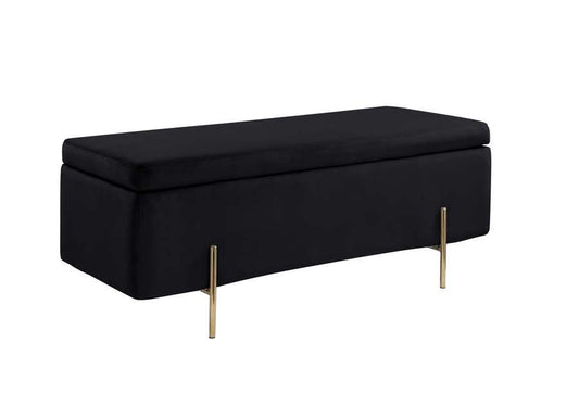 Lilola Home - Emma Black Velvet Storage Bench with Metal Legs - 88884 veiw 2
