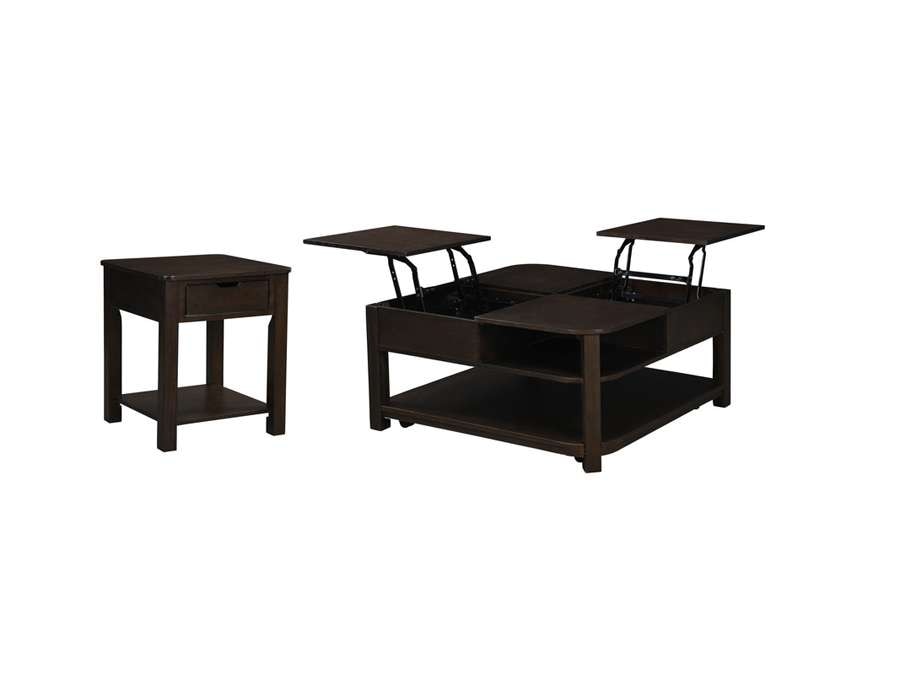 Lilola Home - Flora 2 Piece Dark Brown MDF Lift Top Coffee and End Table Set - 98006-EC veiw 2