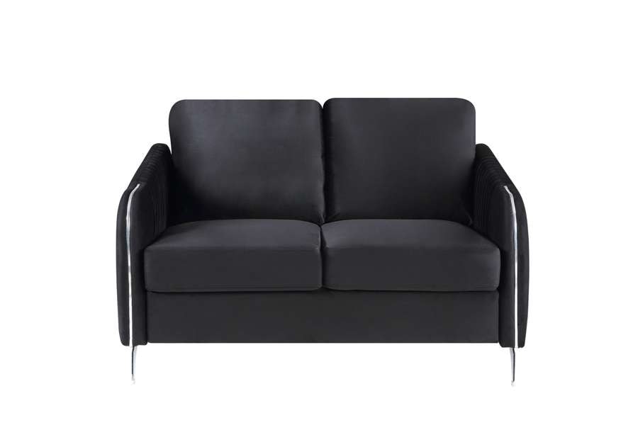 Lilola Home - Hathaway Black Velvet Modern Chic Loveseat Couch - 89726-L veiw 3