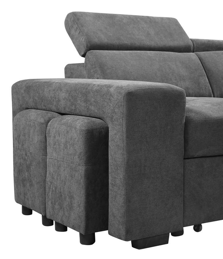 Lilola Home - Henrik Light Gray Sleeper Sectional Sofa with Storage Ottoman and 2 Stools - 89135 veiw 6