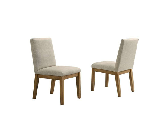Lilola Home - Jasper (Set of 2) Driftwood Finish Contemporary Beige Fabric Dining Chair - 30018-C veiw 2