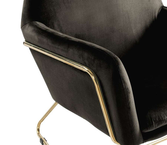 Lilola Home - Keira Black Velvet Accent Chair with Metal Base - 88876BK veiw 2