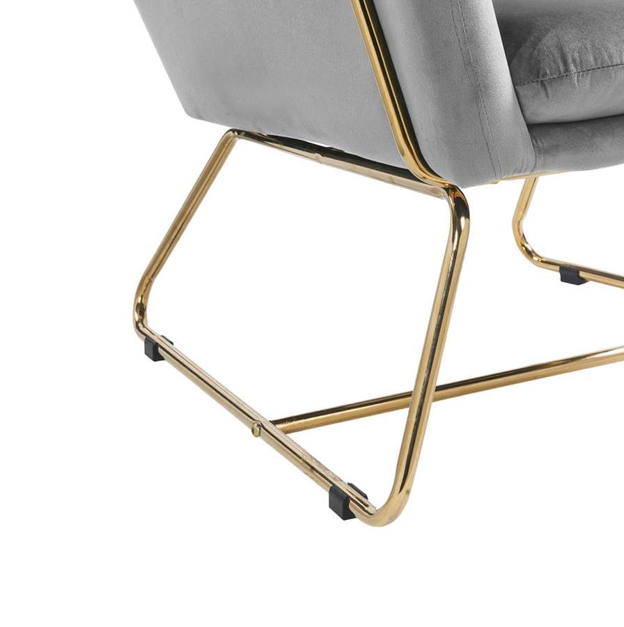 Lilola Home - Keira Gray Velvet Accent Chair with Metal Base - 88876 veiw 6