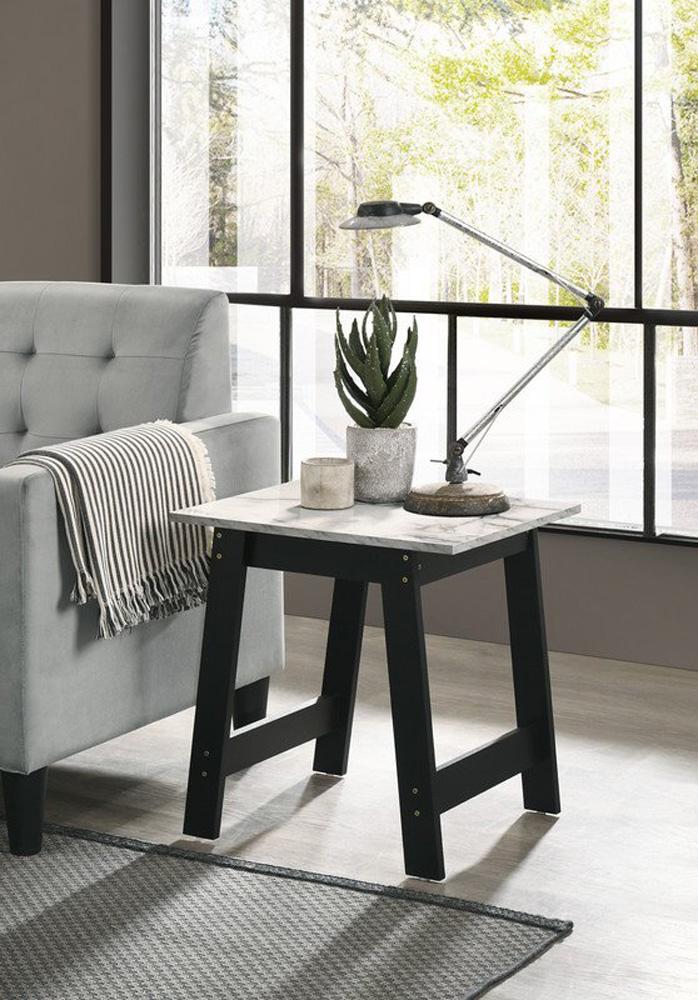 Lilola Home - Kenzo 19inW Black End Table with Faux Marble Top Finish-98500 veiw 4