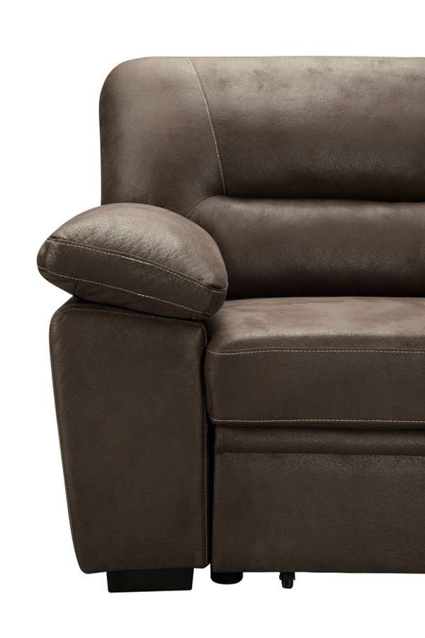 Lilola Home - Kipling Saddle Brown Microfiber Reversible Sleeper Sectional Sofa Chaise - 87802 veiw 5