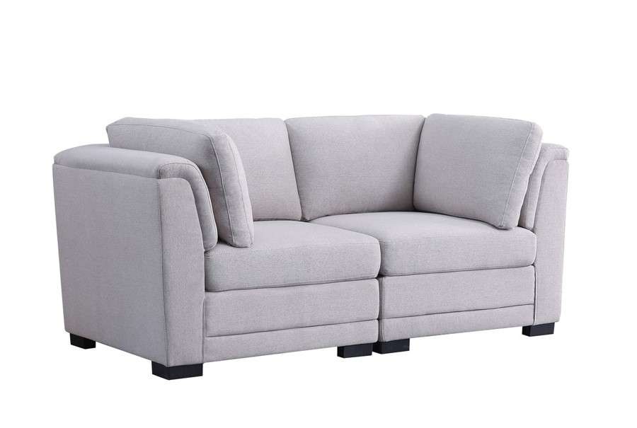 Lilola Home - Kristin Light Gray Linen Fabric Loveseat - 88020-9_CLOSEOUT veiw 1