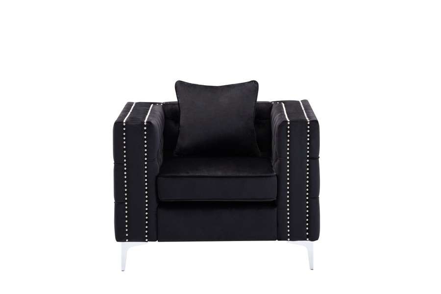 Lilola Home - Lorreto Black Velvet Chair - 89714-C veiw 4