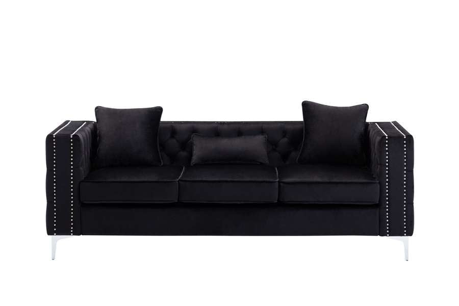 Lilola Home - Lorreto Black Velvet Sofa - 89714-S veiw 4