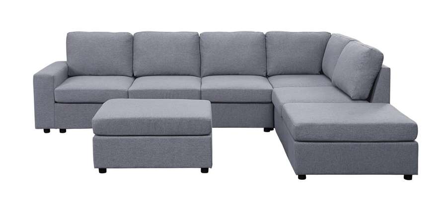 Lilola Home - Marley Light Gray Linen 7 Seat Reversible Modular Sectional Sofa with Ottoman - 881802-7 veiw 4