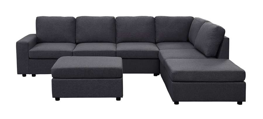 Lilola Home - Marley Modular Sectional Sofa with Ottoman in Dark Gray Linen - 881801-7 veiw 4