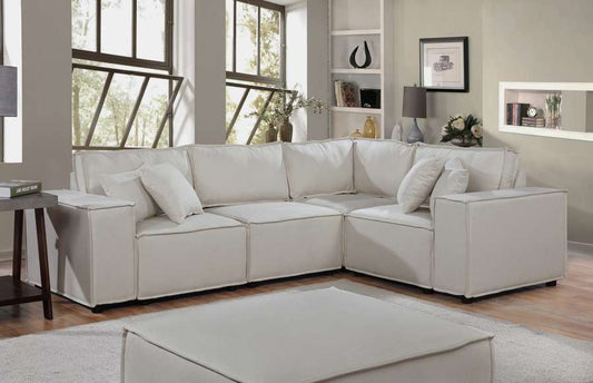 Lilola Home - Melrose Modular Sectional Sofa with Ottoman in Beige Linen - 89116-4 veiw 2