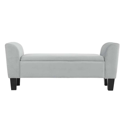 Lilola Home - Mila Gray Velvet Ottoman Bench with Storage - 88872 veiw 2
