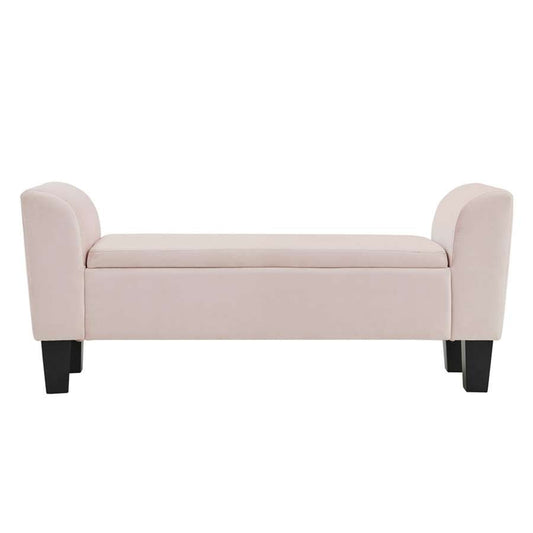 Lilola Home - Mila Pink Velvet Ottoman Bench with Storage - 88871 veiw 2