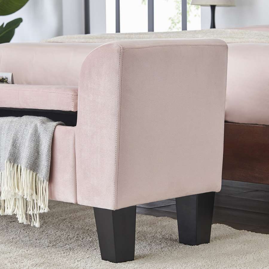 Lilola Home - Mila Pink Velvet Ottoman Bench with Storage - 88871 veiw 3